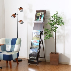 ウッド マガジンラック 雑誌収納 5段 スリム 奥行50cm 折りたたみ式 デコール 組立品 リビング ダイニング 代引不可