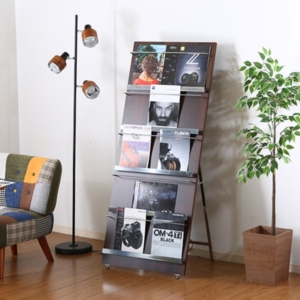 ウッド マガジンラック 雑誌収納 5段 ワイド 奥行50cm 折りたたみ式 デコール 組立品 リビング ダイニング 代引不可