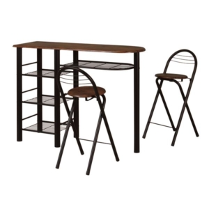 ハイテーブルセット チェア2脚付き テーブルmm スチールフレーム 棚付き リビング ダイニング 組立品 代引不可