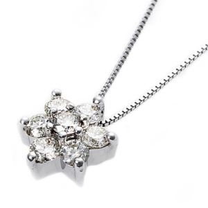 ダイヤモンド ネックレス 0.3ct K18 ゴールド 0.3カラット 花 フラワーモチーフ ペンダント 鑑別カード付き
