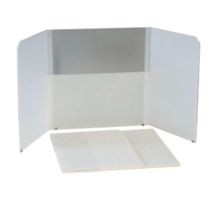 飛沫防止 折りたたみ卓上パーテーション/衝立 両サイド80型 透明窓付 抗菌剤 アルコール除菌可 日本製 モバイルウォール 代引不可