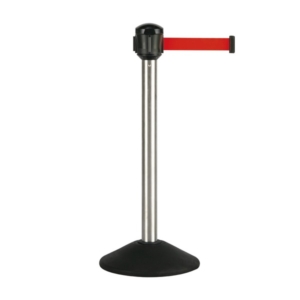 ベルトパーテーション AW 屋外対応 ナイロンベルト 3.6m ヘアライン ベルト赤 テラモト 案内 整列 誘導 仕切り 組立品