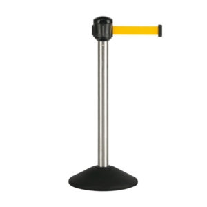 ベルトパーテーション AW 屋外対応 ナイロンベルト 3.6m ヘアライン ベルト黄 テラモト 案内 整列 誘導 仕切り 組立品