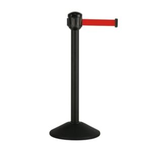 ベルトパーテーション AW 屋外対応 ナイロンベルト 3.6m ポール黒 ベルト赤 テラモト 案内 整列 誘導 仕切り 組立品