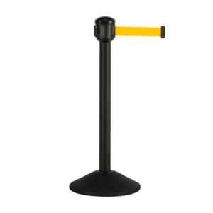 ベルトパーテーション AW 屋外対応 ナイロンベルト 3.6m ポール黒 ベルト黄 テラモト 案内 整列 誘導 仕切り 組立品