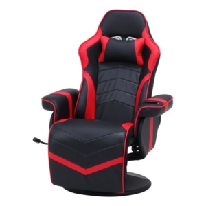 ゲーミングチェア リクライニングチェア 約幅84cm レッド ドリンクホルダー 肘付き 合皮 リビング 組立品 代引不可