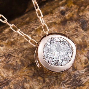 K18PG 0.15ctダイヤモンドフクリンペンダント