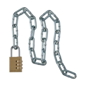 (まとめ)清水 ダイヤル式南京錠・チェーンセット 鉄製 60cm 09385006 1セット 5セット