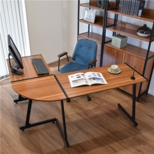 デスク 机 パソコンデスク デスク 幅147cm L字型 スチール アイアン 木目 /ブラウン BK/BR 組立品 代引不可