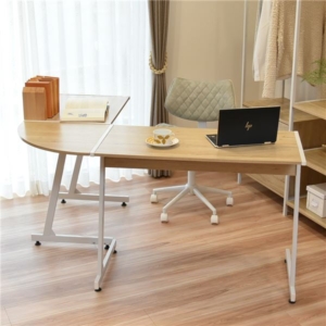 デスク 机 パソコンデスク デスク 幅147cm L字型 スチール アイアン 木目 /ナチュラル WH/NA 組立品 代引不可