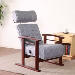 高座椅子/パーソナルチェア ヘッドレスト付き 94cm 木製 フレーム 肘付 リクライニング 組立品 リビング