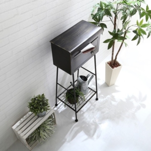 ガーデンポスト 郵便受け 約 スチール 棚付き 置くだけカンタン 玄関 エントランス 組立品 代引不可