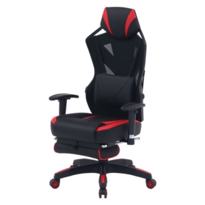 メッシュ ゲーミングチェア レーシングチェア フットレスト付 スチール 肘付き リビング 在宅ワーク 組立品 代引不可