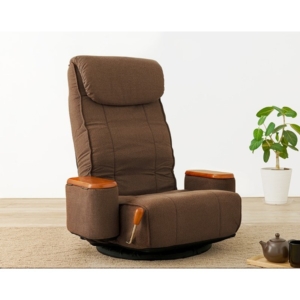 肘付き回転座椅子 360°回転式 無段階リクライニング 14段階ヘッドレスト 肘収納ボックス付 完成品 代引不可