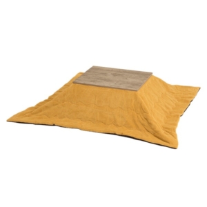 こたつテーブル＋うす掛け布団掛 2点セット こたつテーブル：アンティーク+掛け布団：イエロー 組立品 代引不可