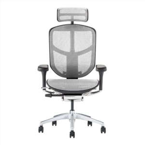 オフィスチェア デスクチェア フレーム ホワイト ヘッドレスト付き 肘付 エルゴヒューマン エンジョイ2 代引不可