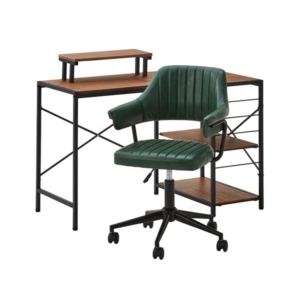 デスクチェア セット パソコンデスク ウォールナット オフィスチェア ガス圧昇降 キャスター付き 組立品 代引不可