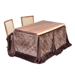 4点セット ハイこたつ ウォールナット突板 回転式チェア2 ナチュラル こたつ布団： 組立品 リビング 代引不可