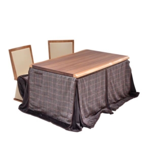 4点セット ハイこたつ ウォールナット突板 回転式チェア2 こたつ布団：ライトグレー 組立品 代引不可