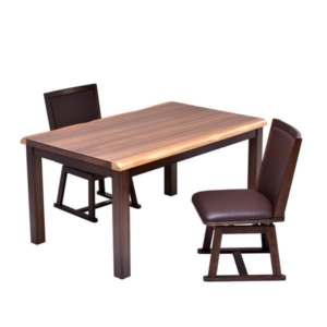 3点セット ハイこたつ ウォールナット突板 回転式チェア2 組立品 リビング 代引不可