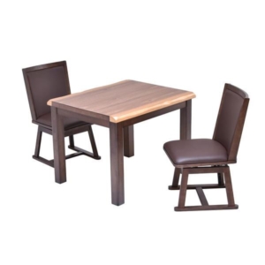 3点セット ハイこたつ 奥行75cm ウォールナット突板 回転式チェア2 組立品 リビング 代引不可