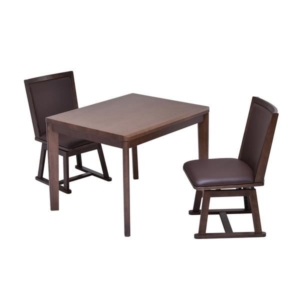 3点セット ハイこたつ 奥行75cm 栓柄転写 回転式チェア2 組立品 リビング ダイニング 代引不可