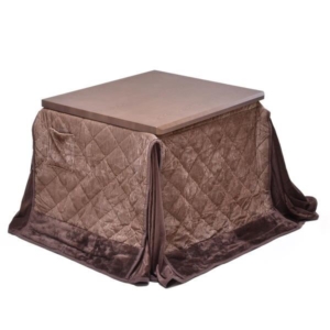 2点セット ハイこたつ 奥行75cm 栓柄転写 こたつ布団:ブラウン 組立品 リビング ダイニング 代引不可