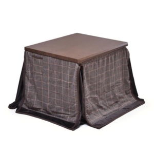 2点セット ハイこたつ 奥行75cm 栓柄転写 こたつ布団:ライトグレー 組立品 リビング ダイニング 代引不可