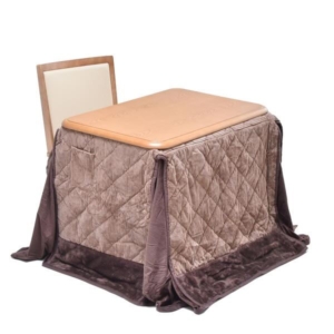 3点セット ハイこたつ 奥行60cm 栓柄転写 回転式チェア1 ナチュラル こたつ布団: 組立品 リビング 代引不可