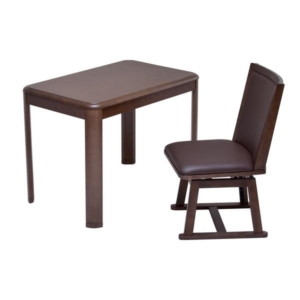 2点セット ハイこたつ 奥行60cm 栓柄転写 回転式チェア1 組立品 リビング ダイニング 代引不可