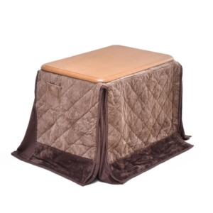 2点セット ハイこたつ 奥行60cm 栓柄転写 ナチュラル こたつ布団: 組立品 リビング ダイニング 代引不可