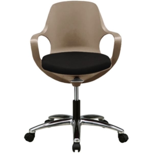 オフィスチェア 背面:POGOチェア 背面:トープ 座面:ココア キャスター付 肘付き 軽量 頑丈 座面昇降 組立品 代引不可