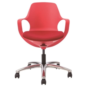 オフィスチェア 背面:POGOチェア 背面: 座面:ディープレッド キャスター付 肘付き 軽量 頑丈 座面昇降 組立品 代引不可