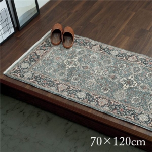 玄関マット ネイビー クラシカル柄 抗菌 防臭 消臭 丈夫 頑丈 耐久性 弾力性 トルコ製 ウィルトン織 玄関カーペット 代引不可