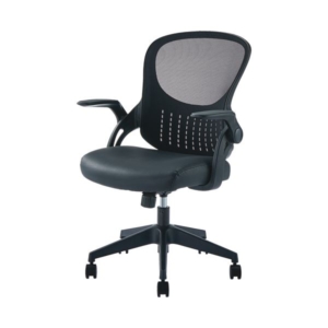 (まとめ)ナカバヤシ レザー メッシュチェア CNN-006BK 1脚 (お客様組立) 2セット