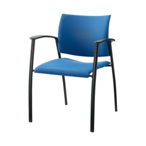 (まとめ)ライオン事務器 EOオフィスミーティングチェア LE-2420F-BL 1脚 2セット