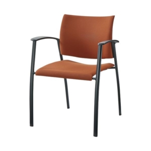 (まとめ)ライオン事務器 EOオフィスミーティングチェア LE-2420F-BR 1脚 2セット