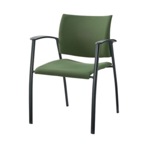 (まとめ)ライオン事務器 EOオフィスミーティングチェア LE-2420F-GR 1脚 2セット