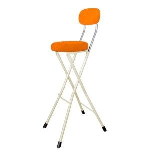 折りたたみ 椅子 ラウンドクッションチェアハイトール オレンジ ミルキー カウンターチェア ハイチェア 代引不可