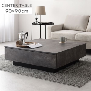 センターテーブル 正方形 ストーン 引き出し 3杯付き ローテーブル リビング ダイニング インテリア家具