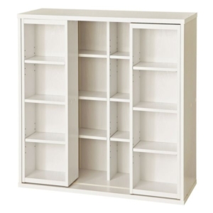 スライドシェルフ(CDラック/本棚) オーク 約幅90cm 前面スライド式 連結金具付き 組立