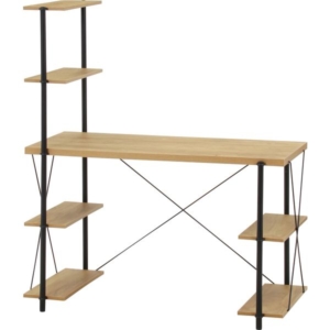 ワイヤーロック片袖デスク OAK NA オーク 組立品 代引不可