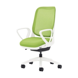 ライオン事務器 オフィスチェアー RIDE ライド サークルアームタイプ フレーム 脚ベース：ホワイト アップルグリーンNO.3561F-W 1脚