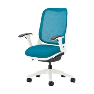 ライオン事務器 オフィスチェアー RIDE ライド フレキシブルアームタイプ ホワイトフレーム 脚ベース：ホワイト ブルーNO.3562F-W 1脚