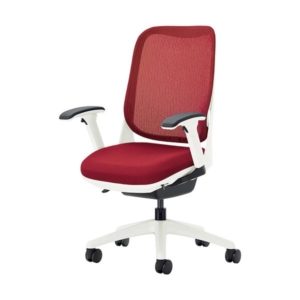 ライオン事務器 オフィスチェアー RIDE ライド フレキシブルアームタイプ フレーム 脚ベース：ホワイト チェリーレッドNO.3562F-W 1脚