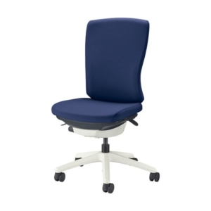 ライオン事務器 オフィスチェアー（バーサル） シェル ／アームレス 脚ベース：ホワイト 布張り：コズミックブルーNo.3520F-W 1脚