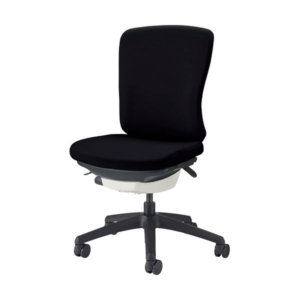 ライオン事務器 オフィスチェアー（バーサル） ホワイトシェル ミドルバック／アームレス 脚ベース： 布張り：ブラック No.3510F-K1脚