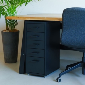 2個セット くらしのストレージワゴン5段(/黒) オフィス デスクワゴン スチール キャビネット 引出し モダン 書類収納 サイドワゴン 収納 韓国インテリア 業務用 組立品 NK-481