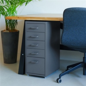 2個セット くらしのストレージワゴン5段(/灰) オフィス デスクワゴン スチール キャビネット 引出し モダン 書類収納 サイドワゴン 収納 韓国インテリア 業務用 組立品 NK-481