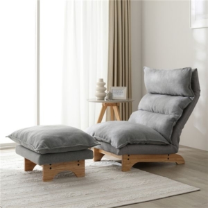 ハイバック リクライニングソファ + オットマン セット 天然木 洗える ハーフ カバーリング ソファ